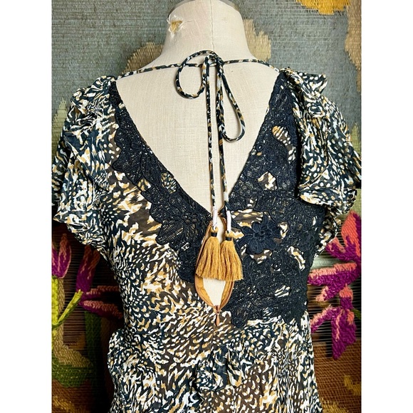 Anthropologie V-Neck Ruffle Lace Dress 0P - Picture 12 of 16